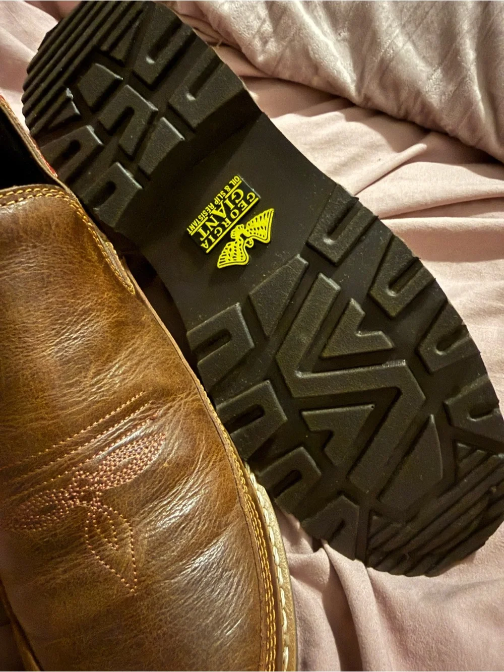 Georgia Boot Brown Leather Slip-On Ankle Booties with Pink Paisley Heel Panels